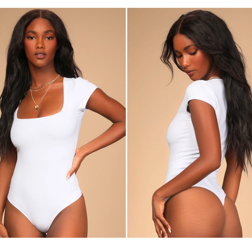 Free People Square Eyes White Bodysuit